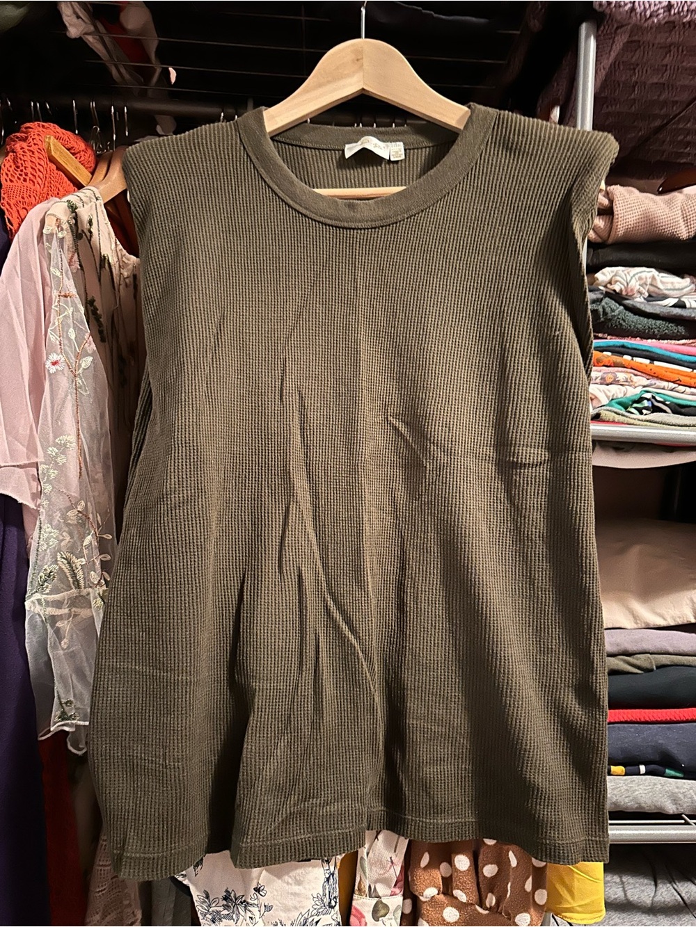 RD Style Sleeveless Ribbed Tank Top - Olive